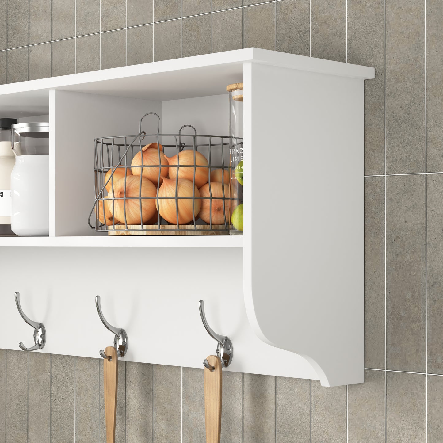 White Wall Coat Rack Shelf