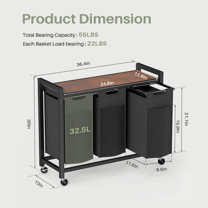 Rolling Laundry Sorter Hamper