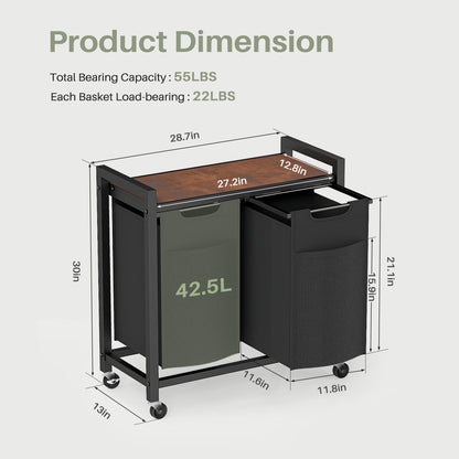 Rolling Laundry Sorter Hamper