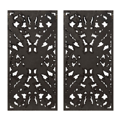 Distressed Carved Wood 2-piece Wall Decor Set