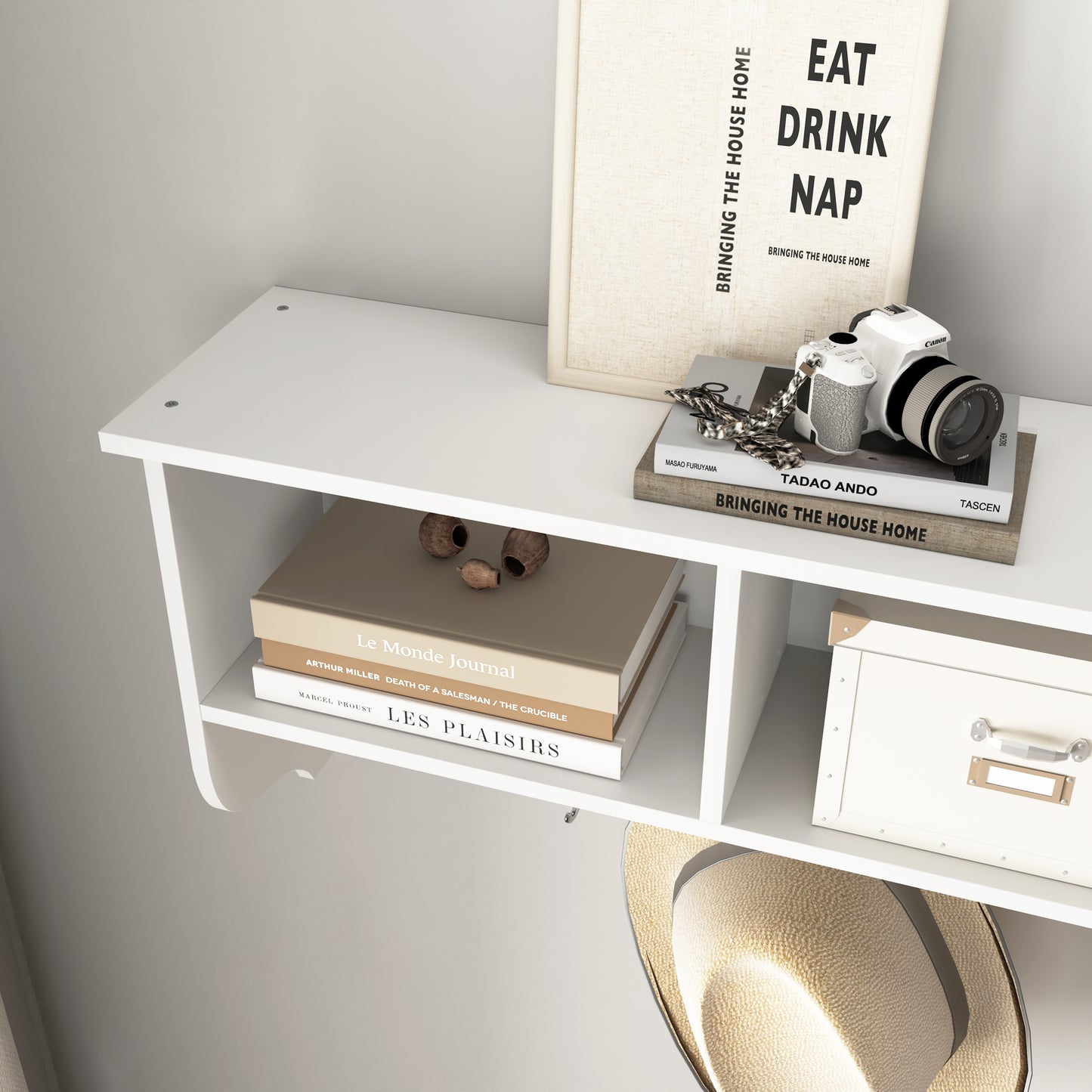 White Wall Coat Rack Shelf