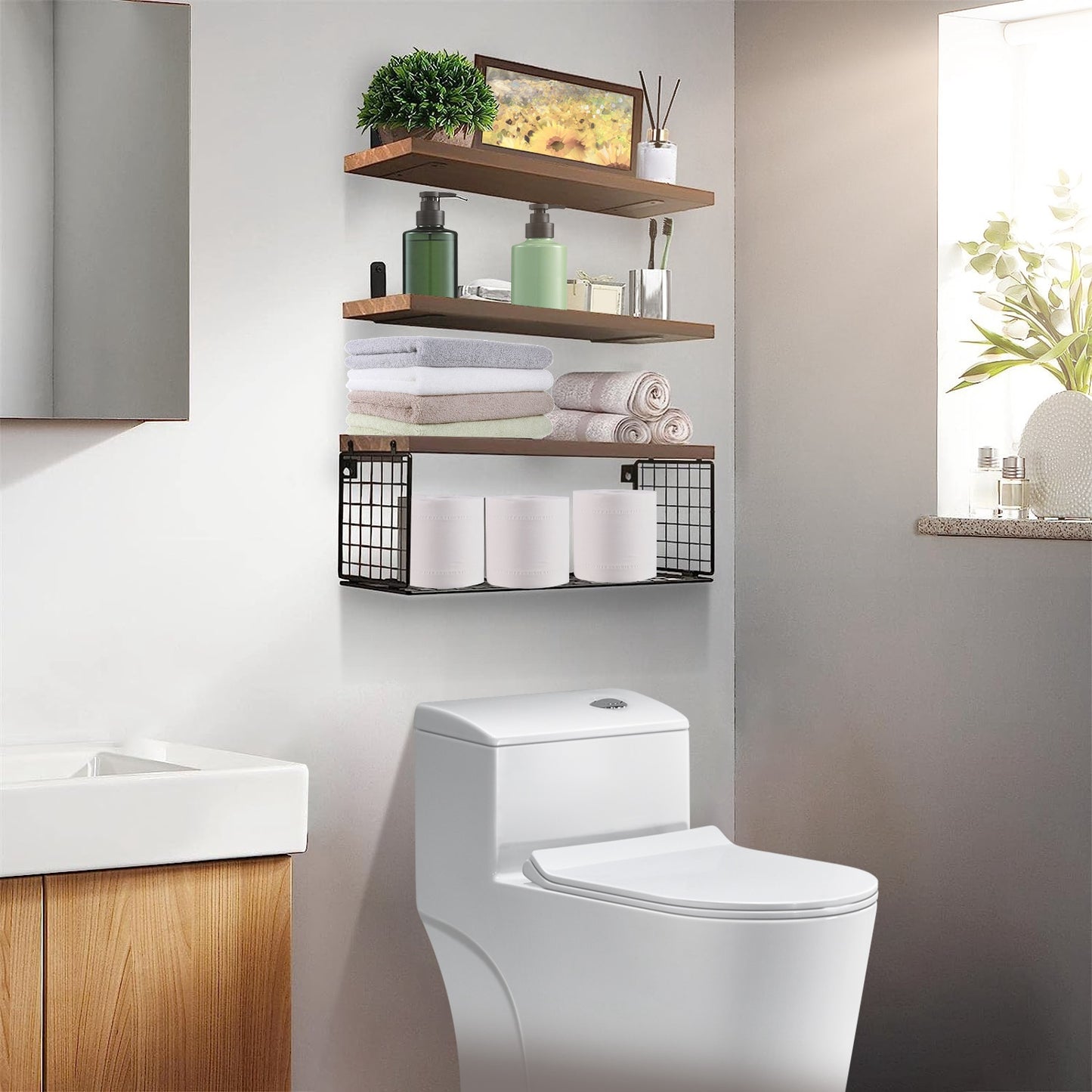 Floating Shelf With Basket